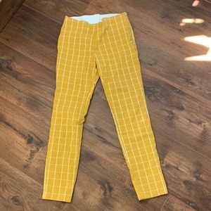 Yellow Plaid Skinny Pants